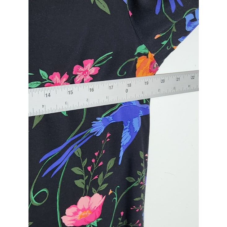 Old Navy Black Floral and Bird Print Mini Dress Size Medium