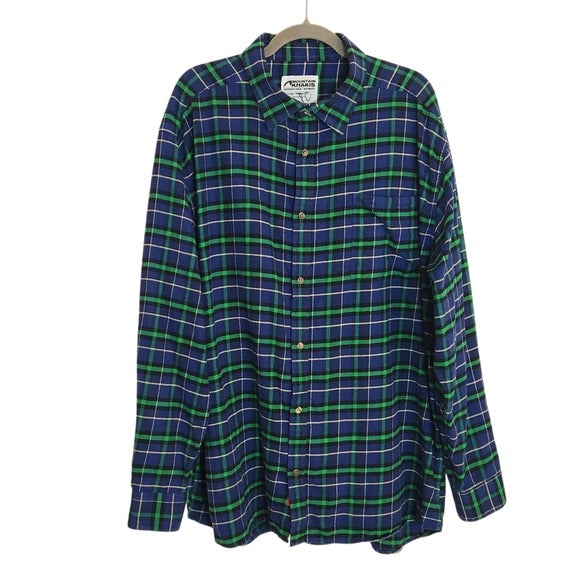 Mountain Khakis Green and Navy Plaid Flannel Shirt Size XXL
