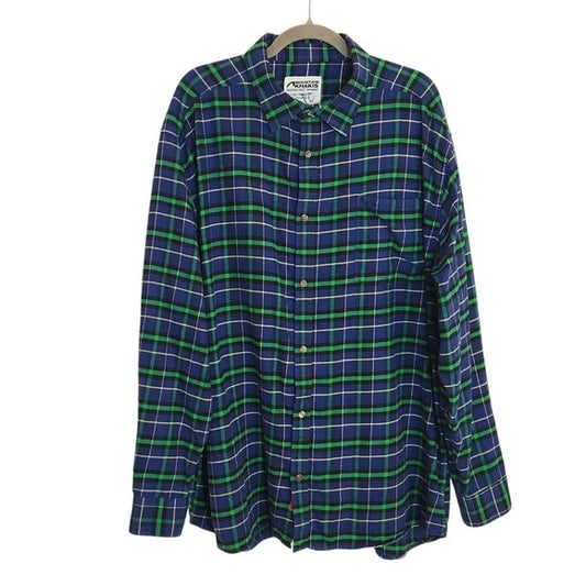 Mountain Khakis Green and Navy Plaid Flannel Shirt Size XXL