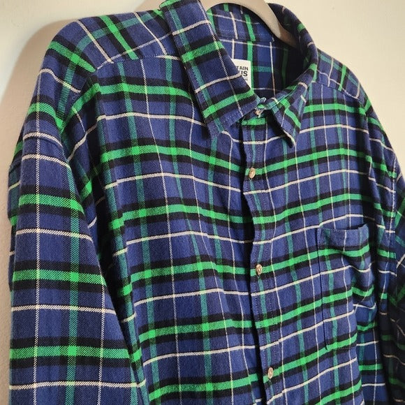 Mountain Khakis Green and Navy Plaid Flannel Shirt Size XXL