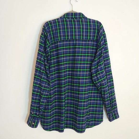 Mountain Khakis Green and Navy Plaid Flannel Shirt Size XXL
