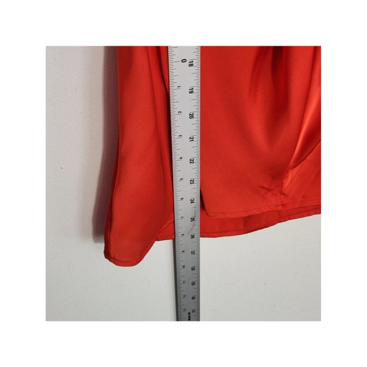 Ann Taylor Red Satin V-Neck Blouse with Twist Front  Size 12 Flaw
