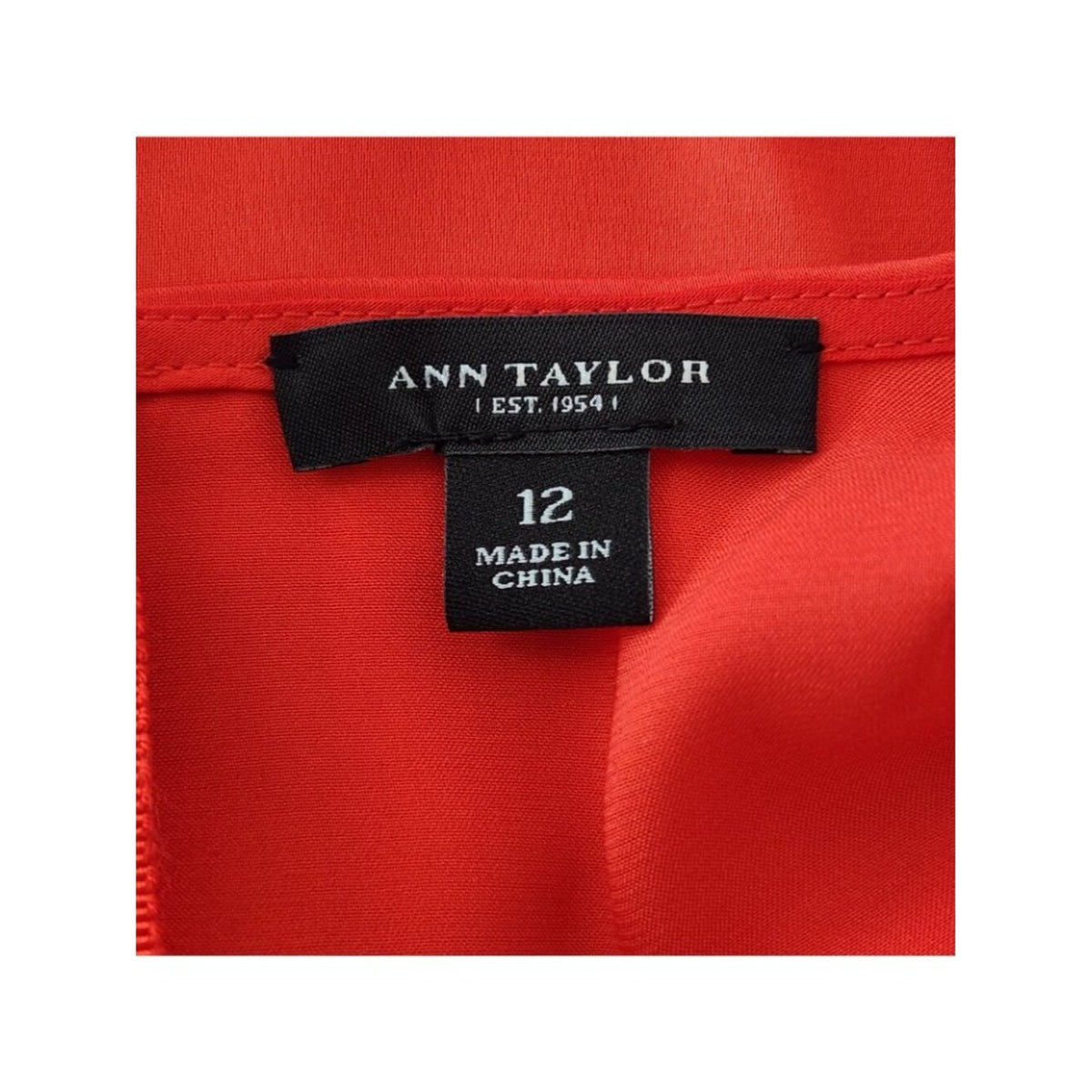 Ann Taylor Red Satin V-Neck Blouse with Twist Front  Size 12 Flaw