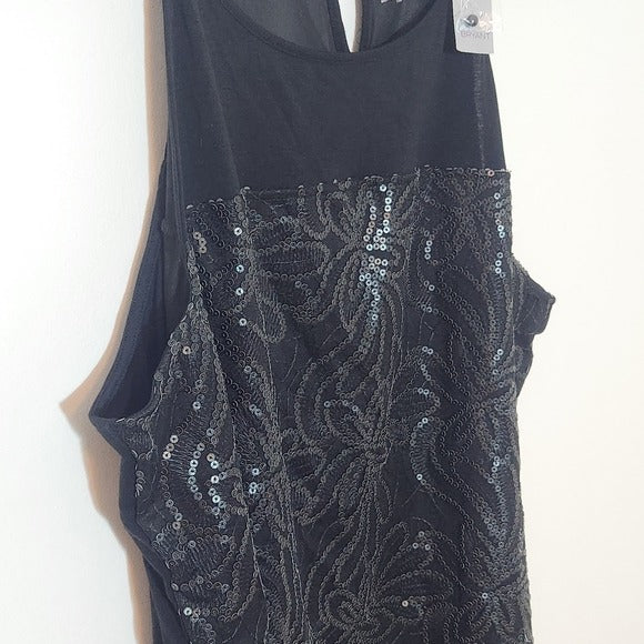 Lane Bryant Black Embellished Tank Top Size 26/28 Black Sequin Tank Top New