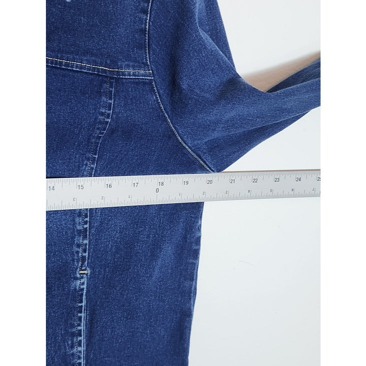 Susan Bristol Womens Cropped Jean Jacket with Raw Edge Trim Size Large