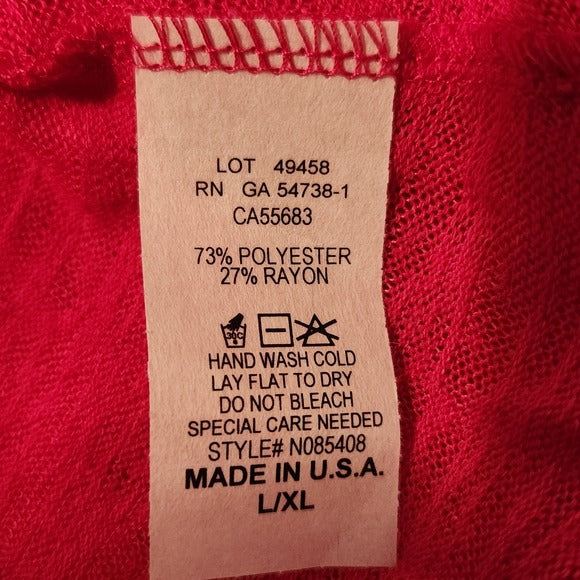 Nally & Millie Hot Pink Slub Knit Tee Size Large/XL NWT