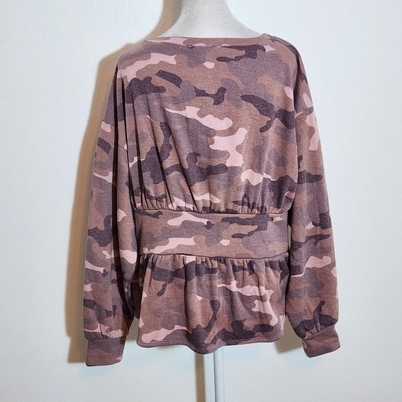 Express Pink Camouflage Lace-Up Women Sweatshirt NWT Size Large