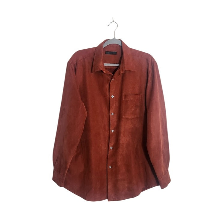 Via Europa Rust Brown Corduroy Button Down Shirt Size Large