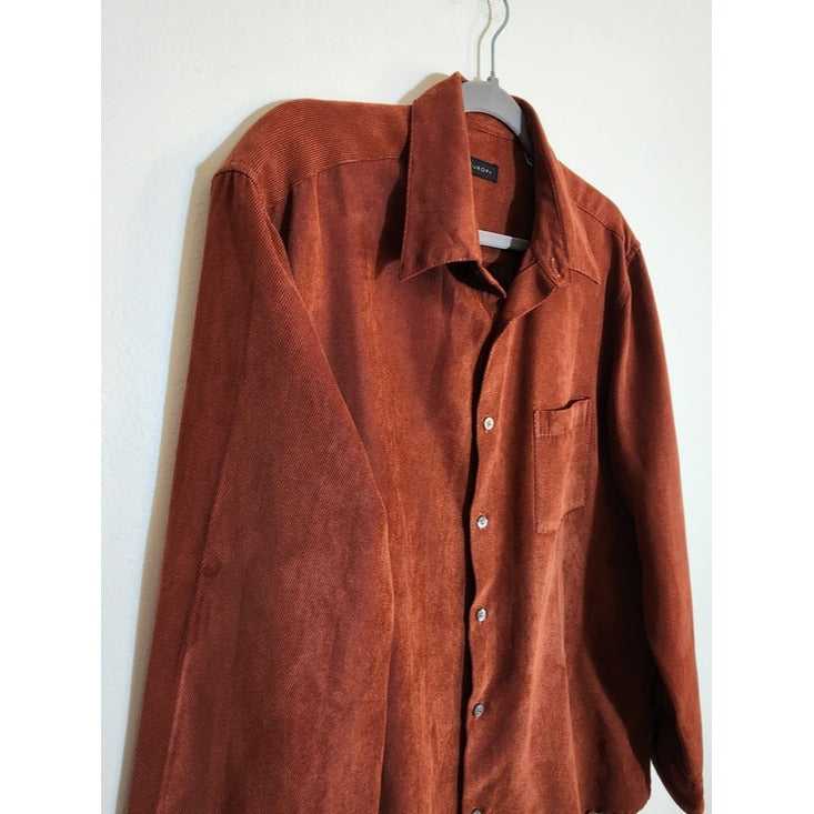 Via Europa Rust Brown Corduroy Button Down Shirt Size Large