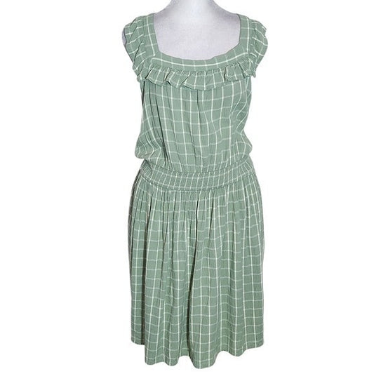 Maurices Green Plaid Sleeveless Mini Dress Size Large Green and White Sun Dress
