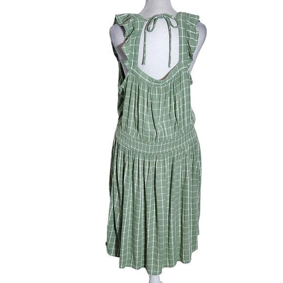 Maurices Green Plaid Sleeveless Mini Dress Size Large Green and White Sun Dress