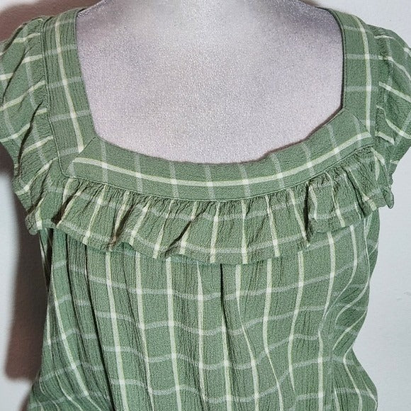 Maurices Green Plaid Sleeveless Mini Dress Size Large Green and White Sun Dress