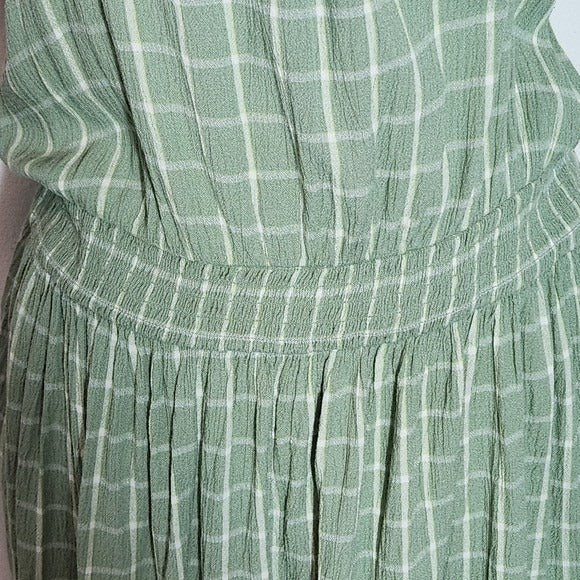 Maurices Green Plaid Sleeveless Mini Dress Size Large Green and White Sun Dress