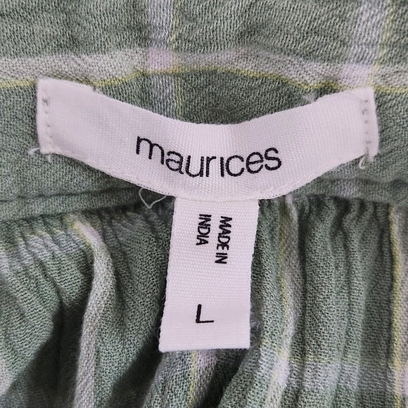 Maurices Green Plaid Sleeveless Mini Dress Size Large Green and White Sun Dress