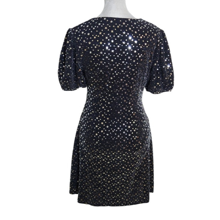 Altar'd State Black Metallic Star Cutout Mini Dress Size Medium