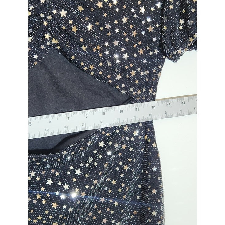 Altar'd State Black Metallic Star Cutout Mini Dress Size Medium