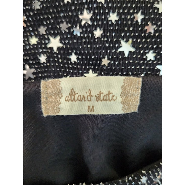 Altar'd State Black Metallic Star Cutout Mini Dress Size Medium
