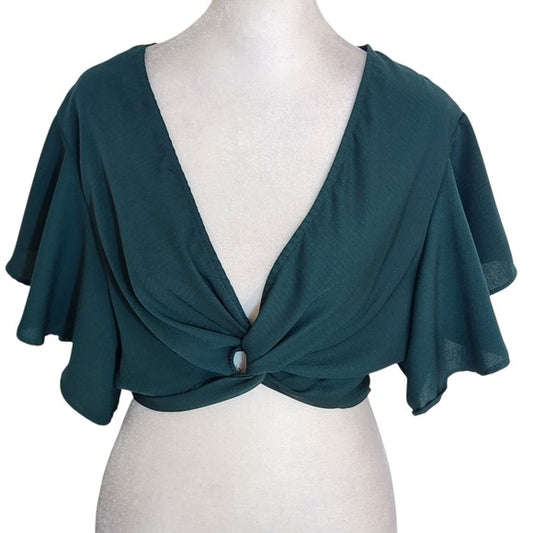 Windsor Dark Green Twist Front Crop Top Size Small