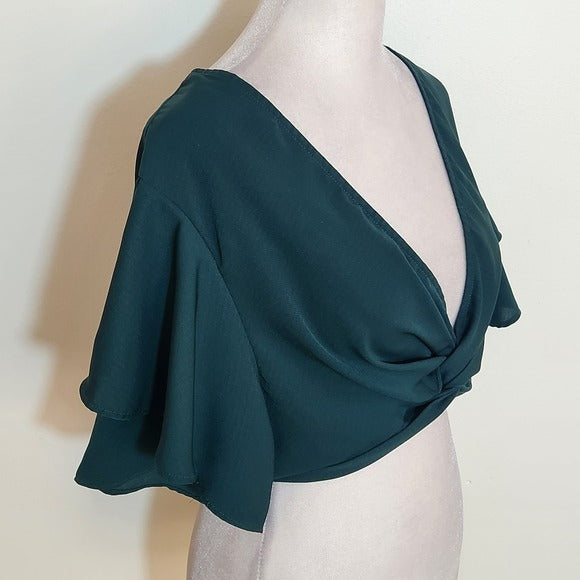 Windsor Dark Green Twist Front Crop Top Size Small