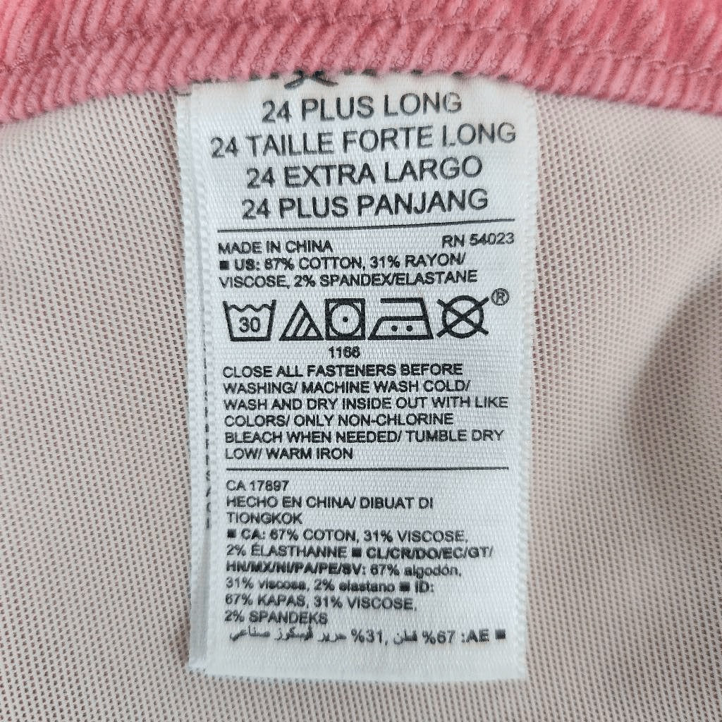 Old Navy Pink Corduroy Skinny Pants Size 24 Long Rockstar Super Skinny High-Rise