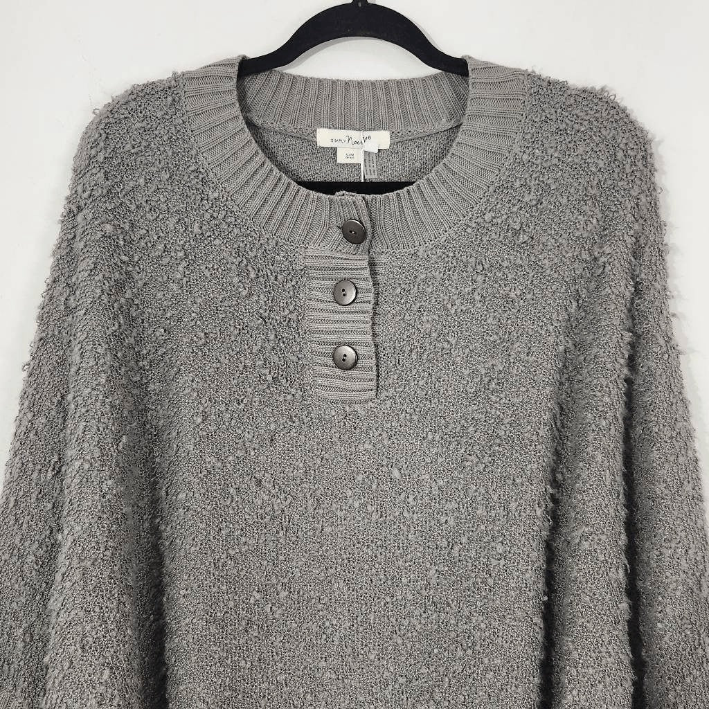 Simply Noelle Gray Poncho Sweater NWT Size Small/Medium Gray Sweater