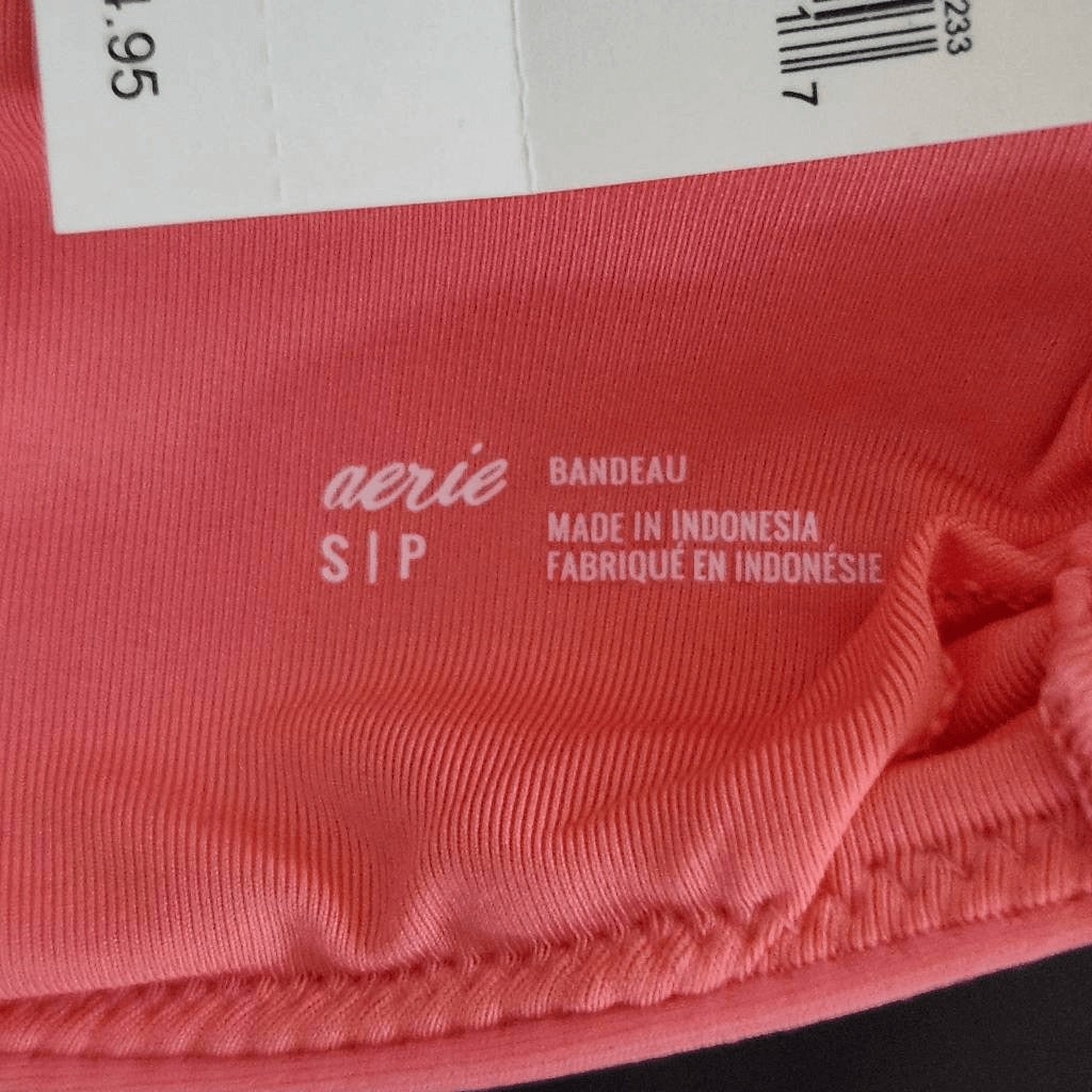 Aerie Pink Bikini Top NWT Size Small Gathered Bandeau Bikini Top