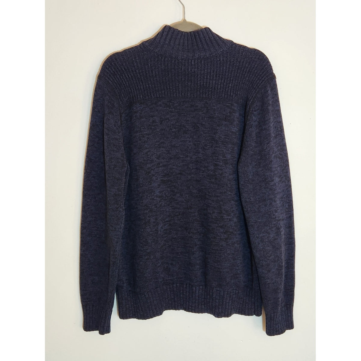 Converse Mens Heather Navy 1/4-Button Mock Neck Sweater Size Large