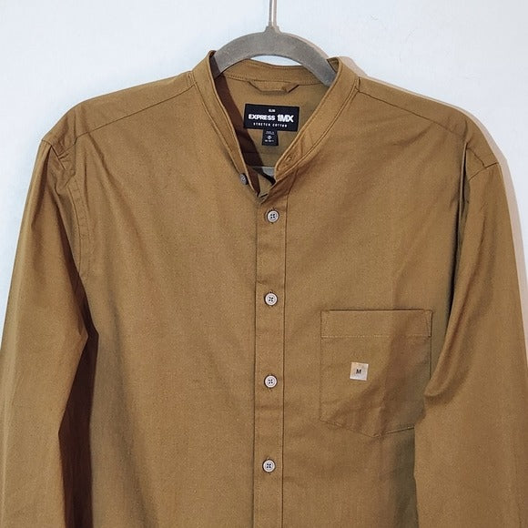Express 1MX Mens Collarless Button Up Dress Shirt Size Medium NWOT