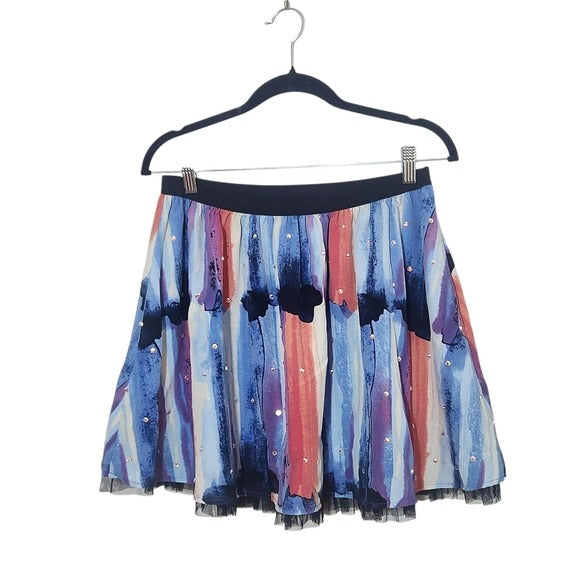 Candie’s Colorful Skirt with Tulle and Rhinestone Embellishments Size Medium