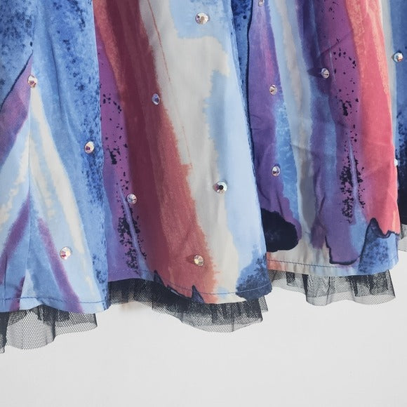 Candie’s Colorful Skirt with Tulle and Rhinestone Embellishments Size Medium