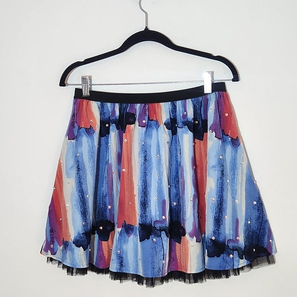 Candie’s Colorful Skirt with Tulle and Rhinestone Embellishments Size Medium