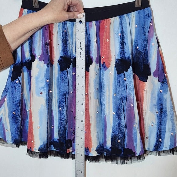 Candie’s Colorful Skirt with Tulle and Rhinestone Embellishments Size Medium