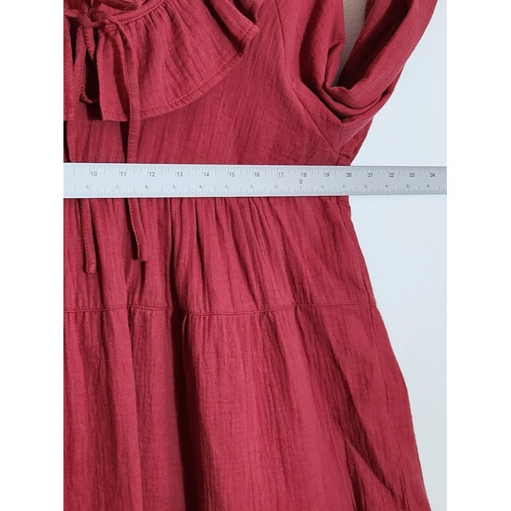 Zesica Burgundy Red Boho Blouse Size Large