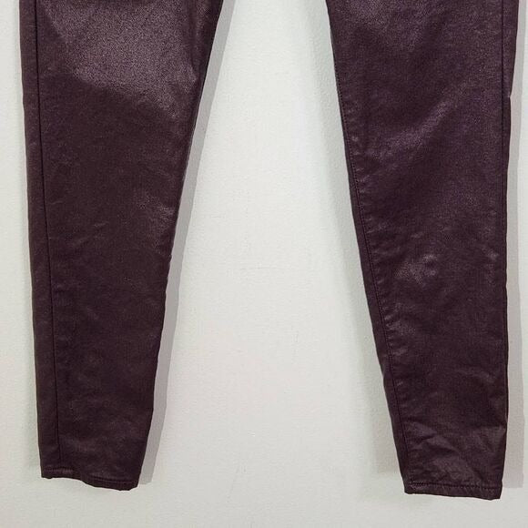 Express Oxblood Skinny High Rise Pants Size 2 Waxed Burgundy Jeans