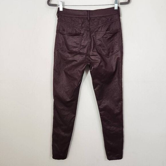 Express Oxblood Skinny High Rise Pants Size 2 Waxed Burgundy Jeans
