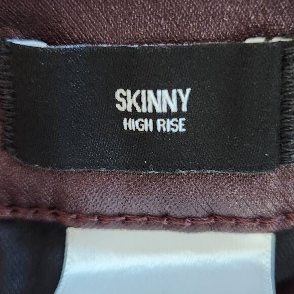 Express Oxblood Skinny High Rise Pants Size 2 Waxed Burgundy Jeans