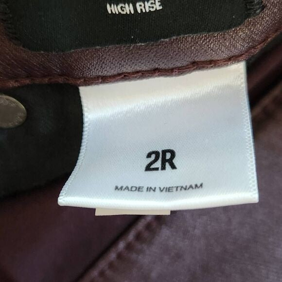 Express Oxblood Skinny High Rise Pants Size 2 Waxed Burgundy Jeans