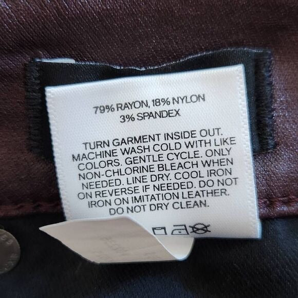 Express Oxblood Skinny High Rise Pants Size 2 Waxed Burgundy Jeans
