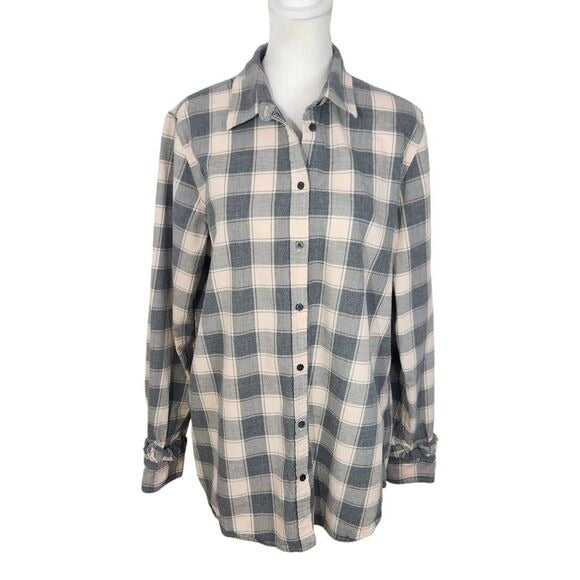 Banana Republic Gray Plaid Button Down Flannel Shirt Size Large Dillon Shirt