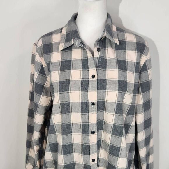 Banana Republic Gray Plaid Button Down Flannel Shirt Size Large Dillon Shirt
