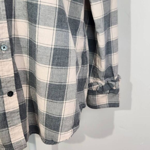 Banana Republic Gray Plaid Button Down Flannel Shirt Size Large Dillon Shirt