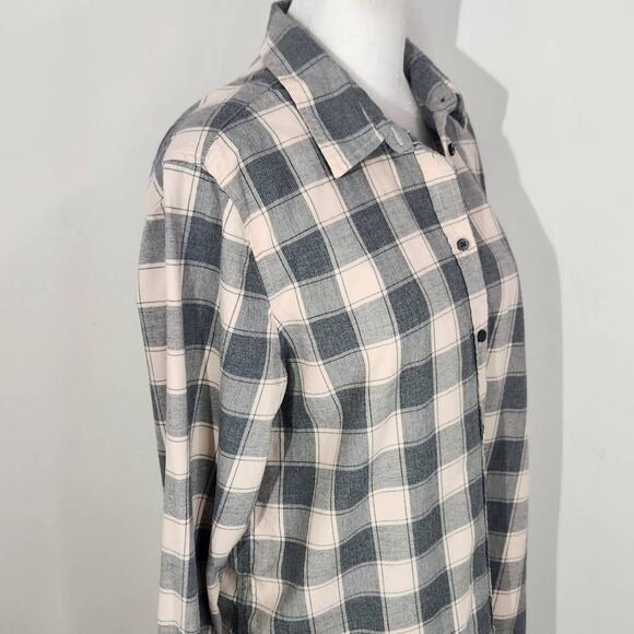 Banana Republic Gray Plaid Button Down Flannel Shirt Size Large Dillon Shirt