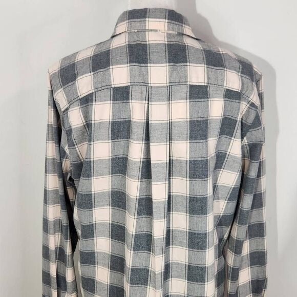 Banana Republic Gray Plaid Button Down Flannel Shirt Size Large Dillon Shirt