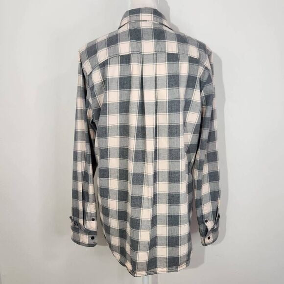 Banana Republic Gray Plaid Button Down Flannel Shirt Size Large Dillon Shirt