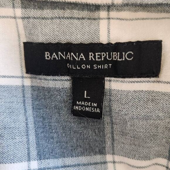 Banana Republic Gray Plaid Button Down Flannel Shirt Size Large Dillon Shirt