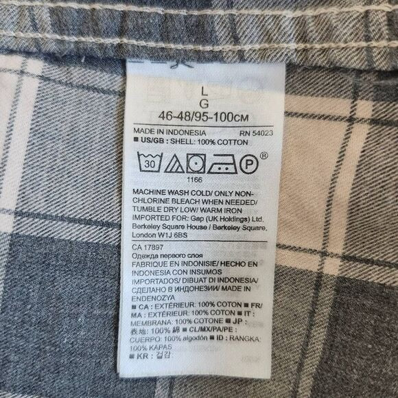 Banana Republic Gray Plaid Button Down Flannel Shirt Size Large Dillon Shirt