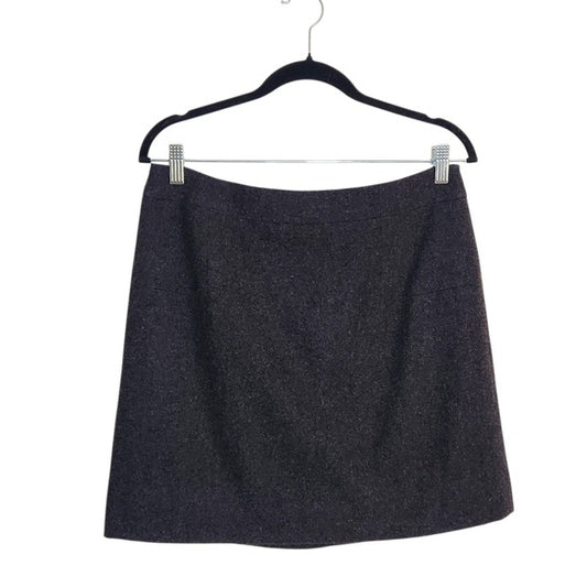 J. Crew Heathered Black Wool Blend Mini Skirt Size 8 NWT