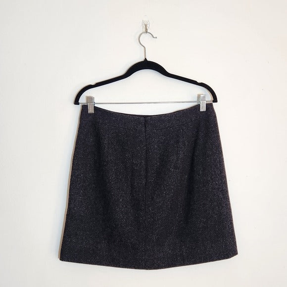 J. Crew Heathered Black Wool Blend Mini Skirt Size 8 NWT
