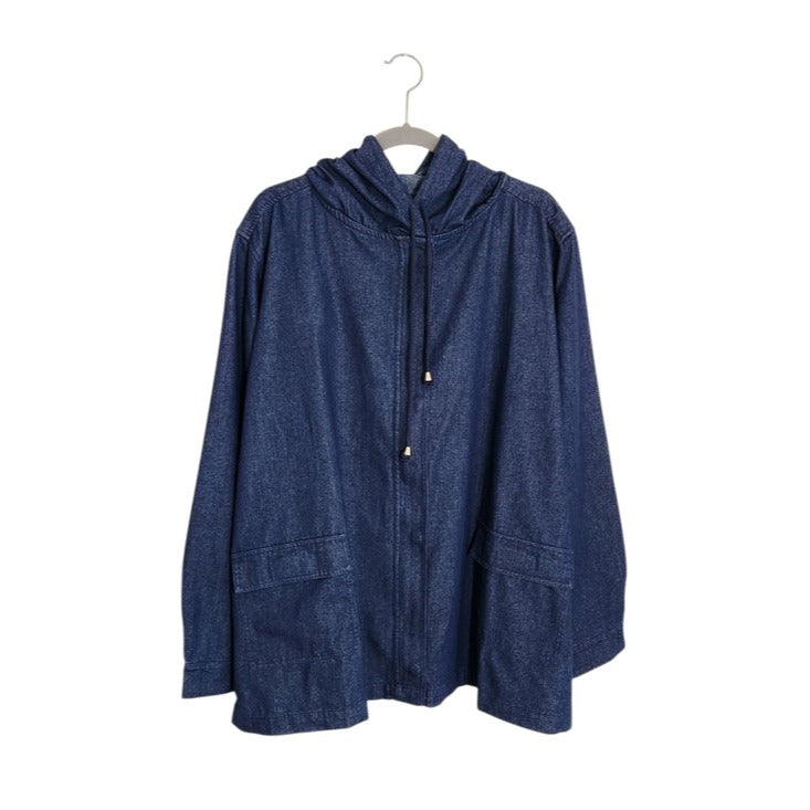 Denim Moves Dark Wash Denim Jacket with Hoodie Size 2X