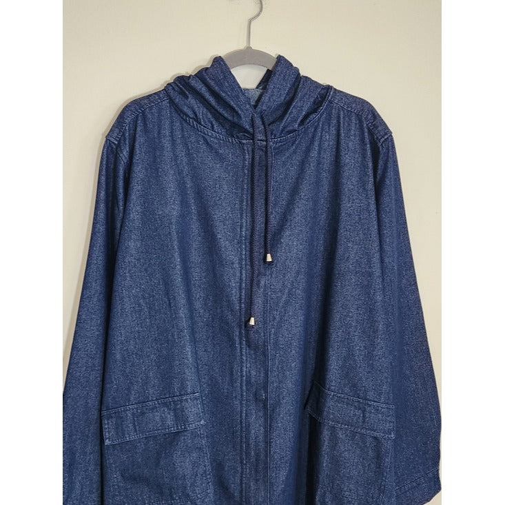 Denim Moves Dark Wash Denim Jacket with Hoodie Size 2X